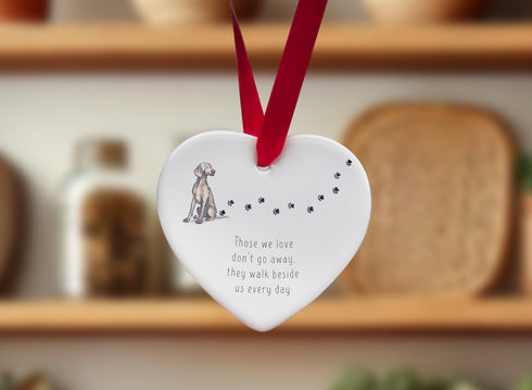 Weimaraner Walk Beside Us Ceramic Heart
